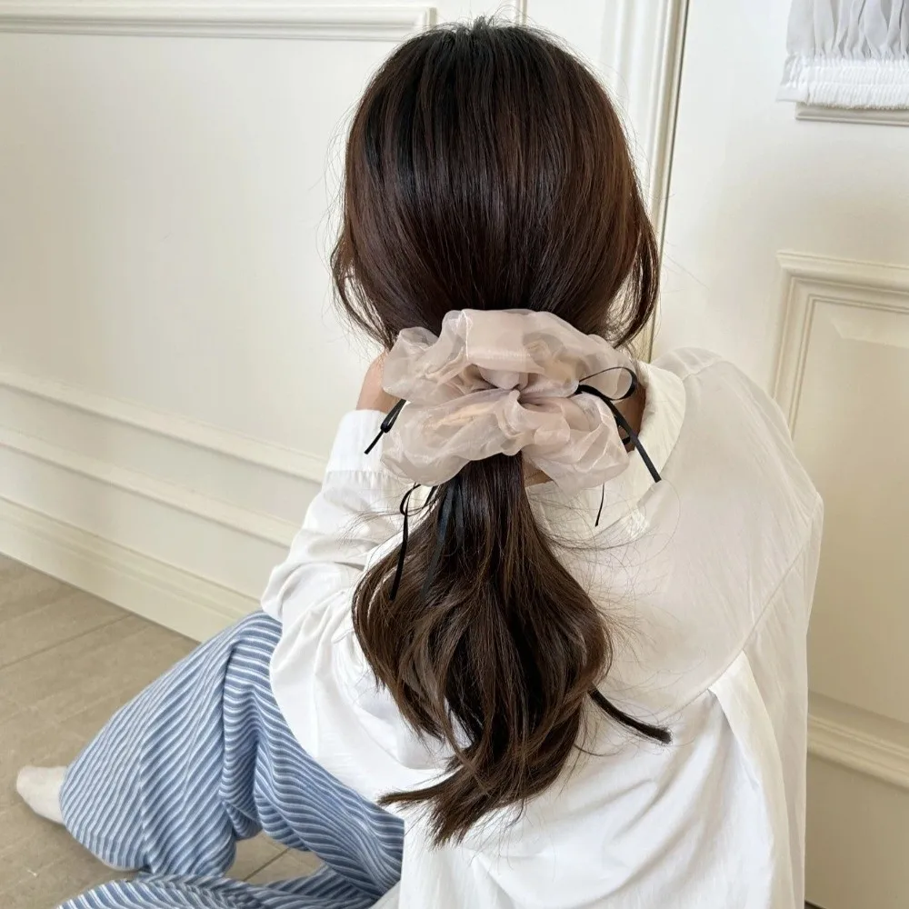 Hair Accories Yarn Knot Hair Ties Ribbon Bowknot Large Elastic Bowknot Hair Rope Korean Style Bow Scrunchie Girls