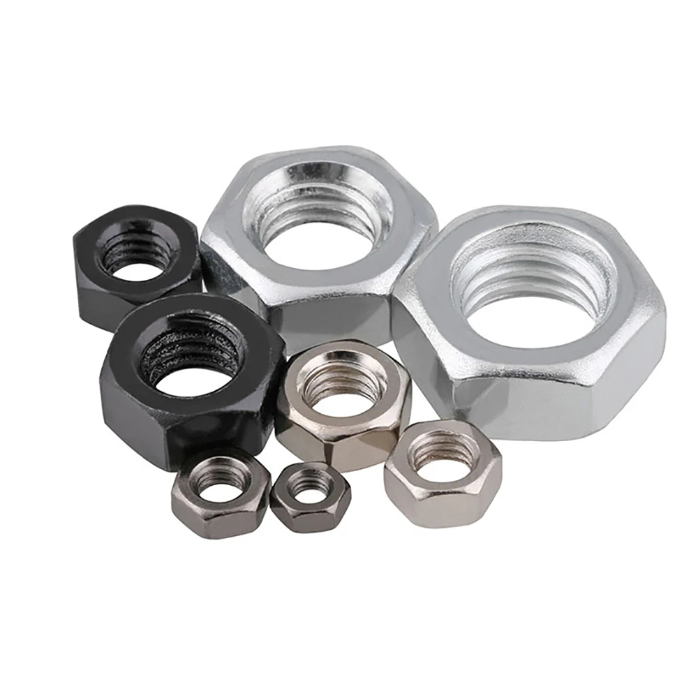 Hex Hexagon Nut Carbon Steel Zinc Plated / Nickel Plated Metric M2 M2.5 M3 M3.5 M4 M5 M6 M8 M10 M12 DIN934