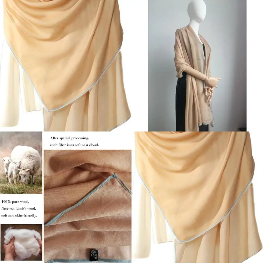 

Elegant Cashmere-Silk Blend Pashmina Shawl - Lightweight Wool & Silk Wrap, Skin-Friendly Accessory