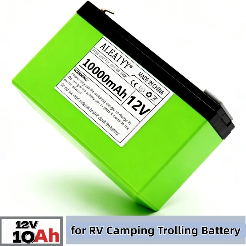 12V 6Ah/8Ah/10Ah LiFePO4 Battery Pack with 40A Same Port BMS – Solar Power Supply for RV Camping Trolling Backup Durable