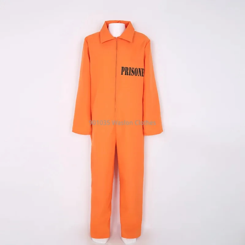 

☣2026 Orange Prisoner Costume Jumpsuit Convict Jailbird Prison Uniform for Halloween Cosplay Party Adult Unisex☣~!