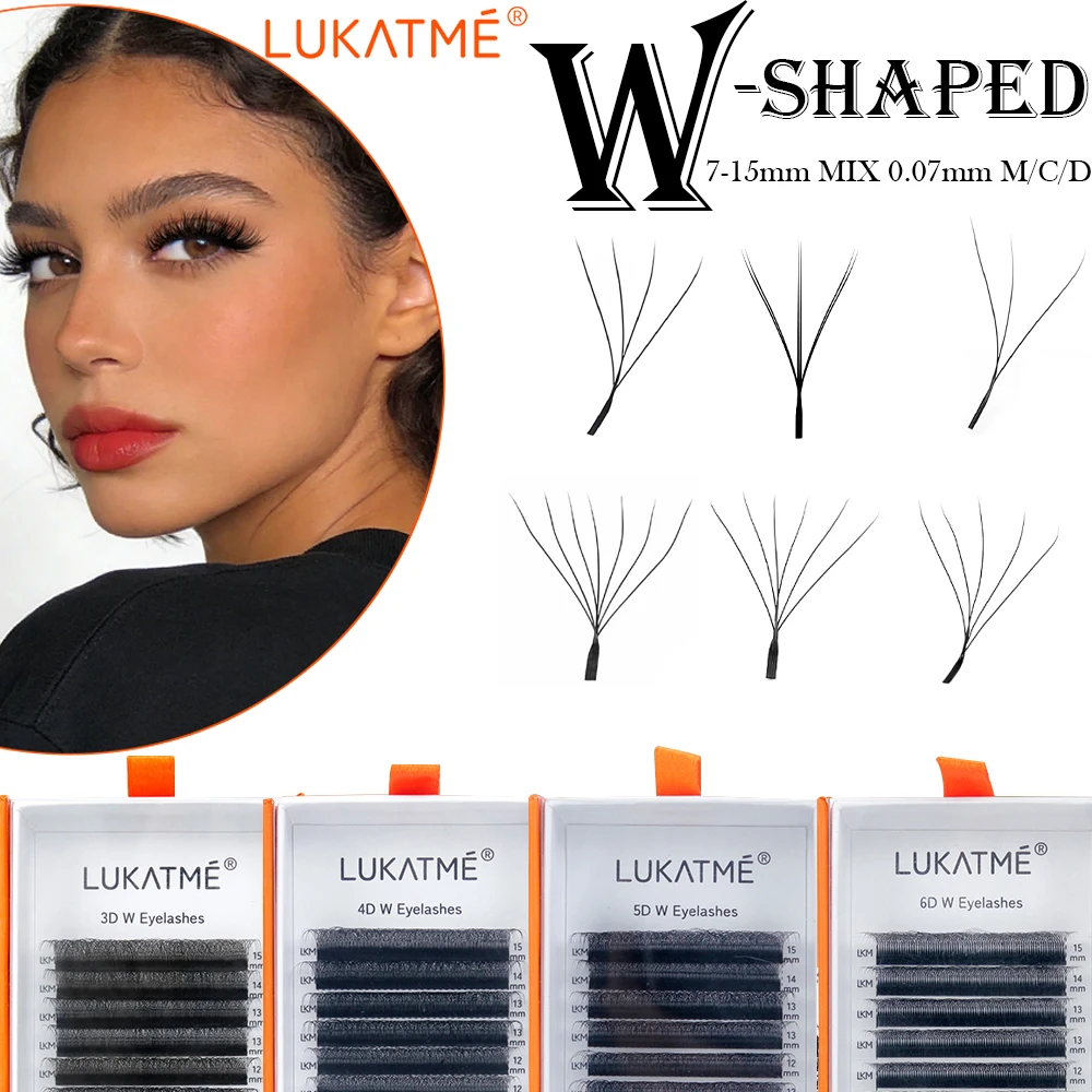 

LUKATME 3D 4D 5D 6D 7D W Shape Eyelash Extension Automatic Flowering Premade Fans Natural Lashes Extensions Makeup Tools