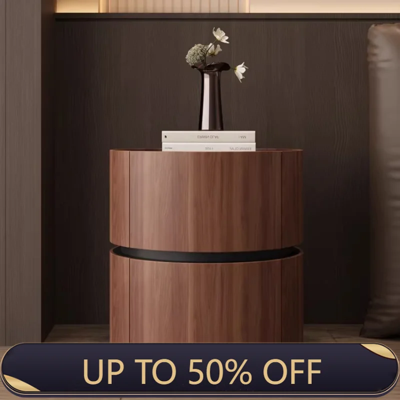 Brown Retro Nightstands Wood Round Minimal Trendy Antique Vintage Nightstands Bedroom Cute Storage Mesa De Cabeceira Furniture