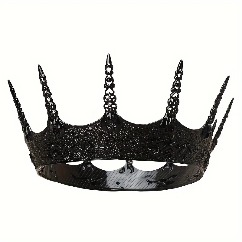 Simple alloy thorn king iron-blooded dark wind crown hollow carved crown party accessories headdress