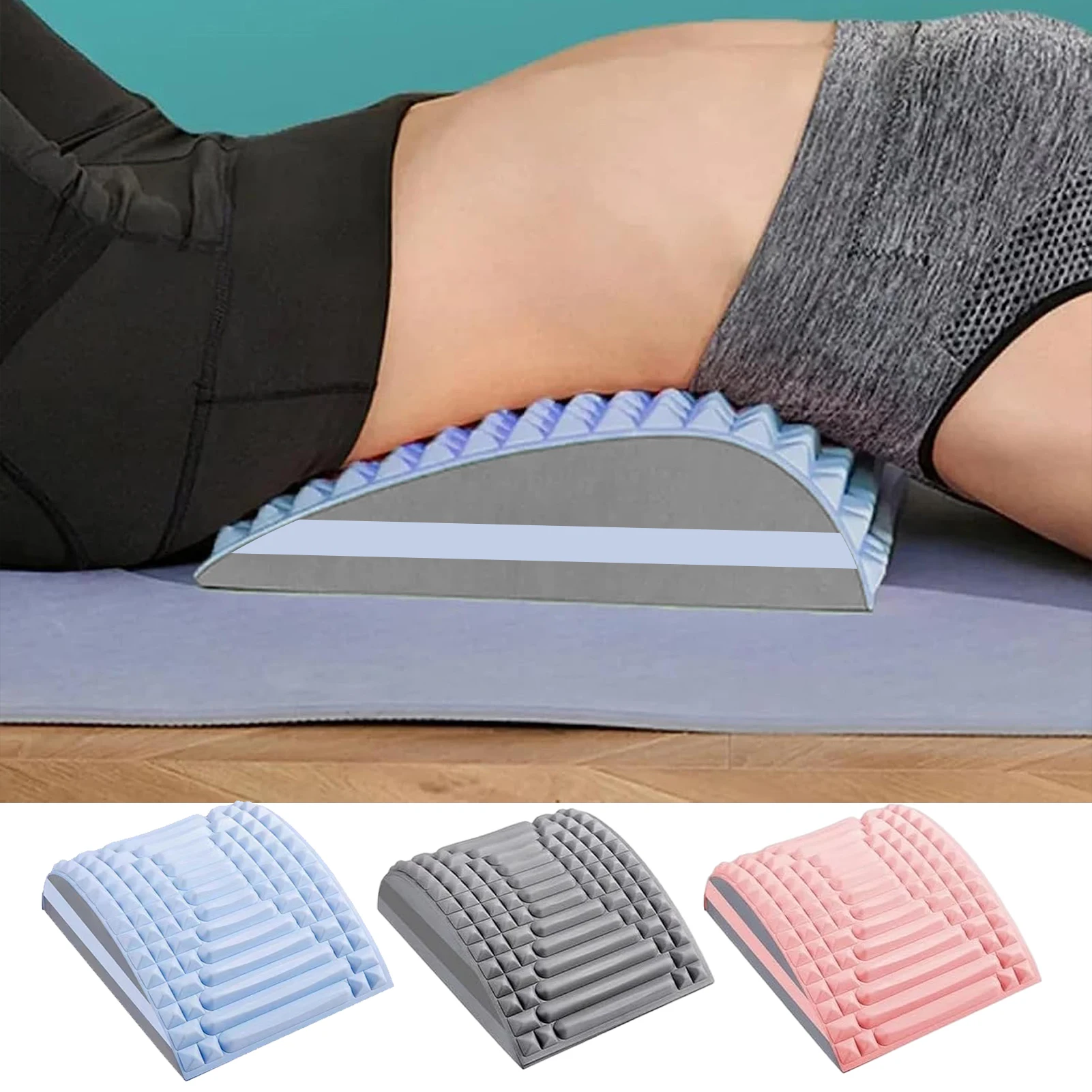 Back Stretcher Pillow Neck Lumbar Support Massager Waist Massage, Posture Corrector, Sciatica, Herniated Disc Pain Relief Relax