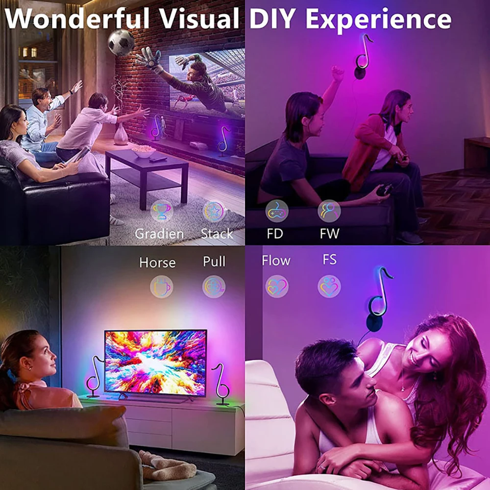 Novelty Musical Note Light Creative Bluetooth Dimmable Desk Decoration RGB Smart APP + Remote Control Dream Color Table Lamp