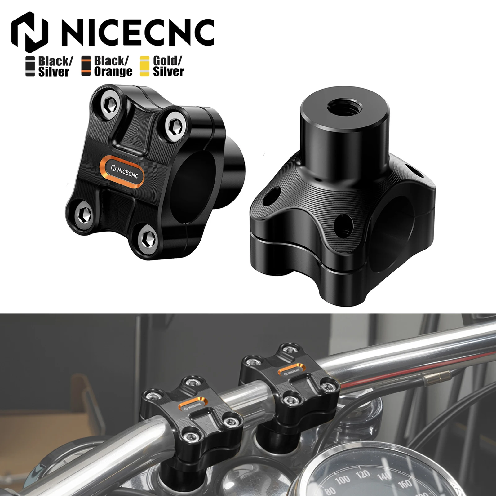 

2" Handlebar Riser Clamp For Harley Dyna Super Glide FXD Custom FXDC Low Rider FXDL Street Bob FXDB Fat Bob Wide Glide 1.25" Bar