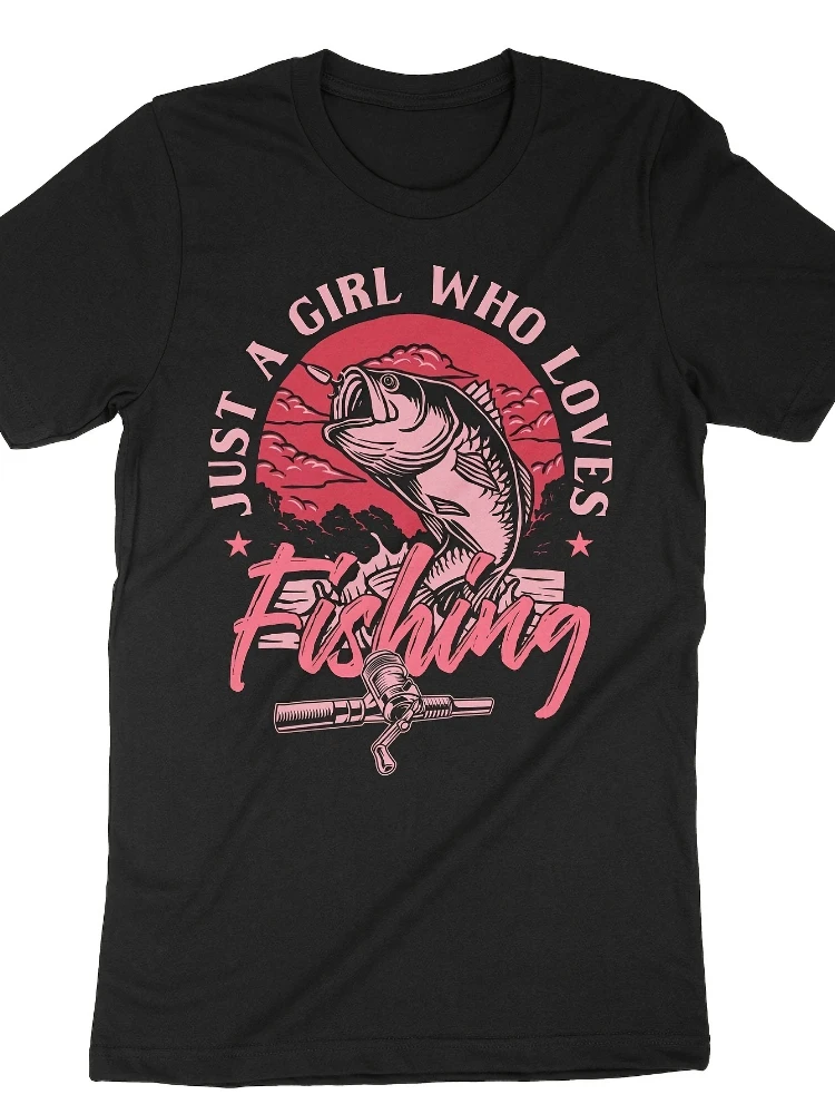 

Just a Who Loves Fishing-Retro Fishing Graphic design-100% cotton summer O-neck short sleeve casual printed men's T-shirt.
