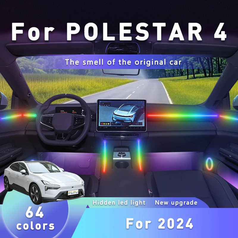 

FILIPLI For The POLESTAR 4 For 2024 Multi Colour Car Interior Ambient Acrylic Lights Music Sync LED Rhythm Light By App Control