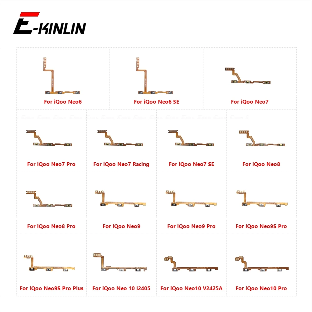 Switch Power ON OFF Key Mute Silent Volume Button Ribbon Flex Cable For Vivo iQoo Neo 6 SE 7 Racing 8 9 9S 10 Pro Plus