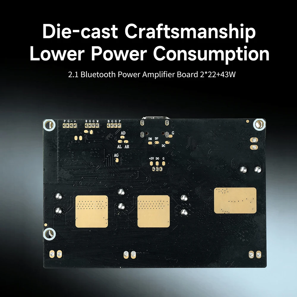 Bluetooth-Verstärkerplatine APP-Steuerbar 2.1-Kanal 2×22W+43W Bass Typ-C Ladeanschluss Audio-Verstärkerplatine für DIY-Lautsprecher – Detail 16