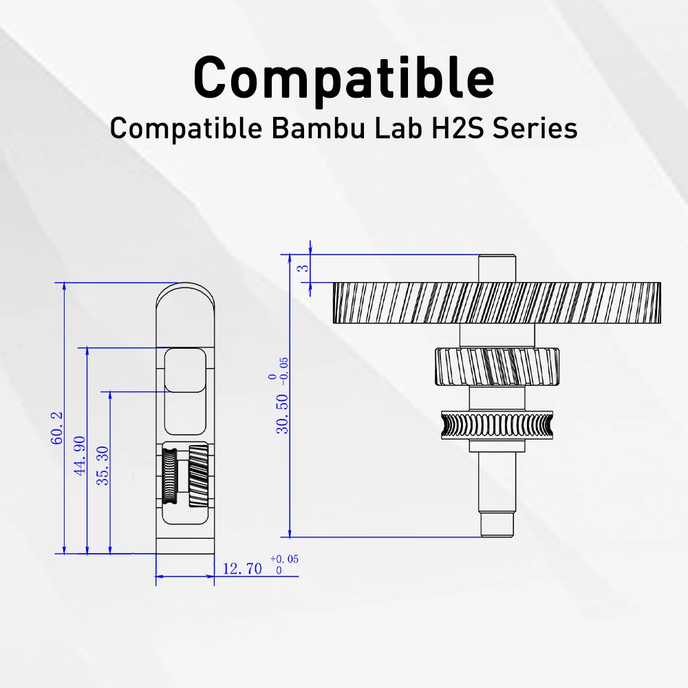Für Bambu Lab H2S Extruder-Zahnradsatz, verbesserte integrierte Extrusionszahnradeinheit aus gehärtetem Stahl für Bambulab H2S 3D-Druckerteile – Detail 8