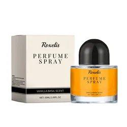 Roxelis Women Perfume Spray 50ml Perfume Man Vanilla Basil Scent Mild Perfumes Natural Long Acting Body Mist Long Lasting