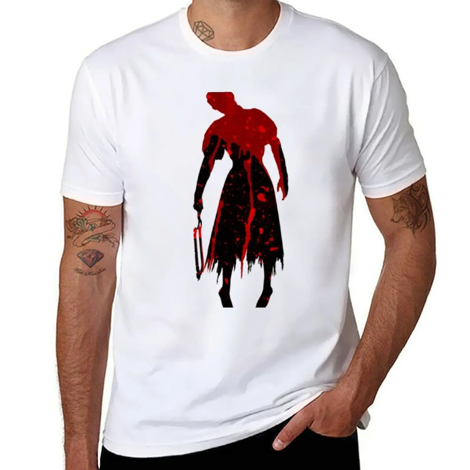 

Red Stained Nurse Silhouette T-Shirt t shirts cotton 100% t shirts for man slim fit T-Shirt