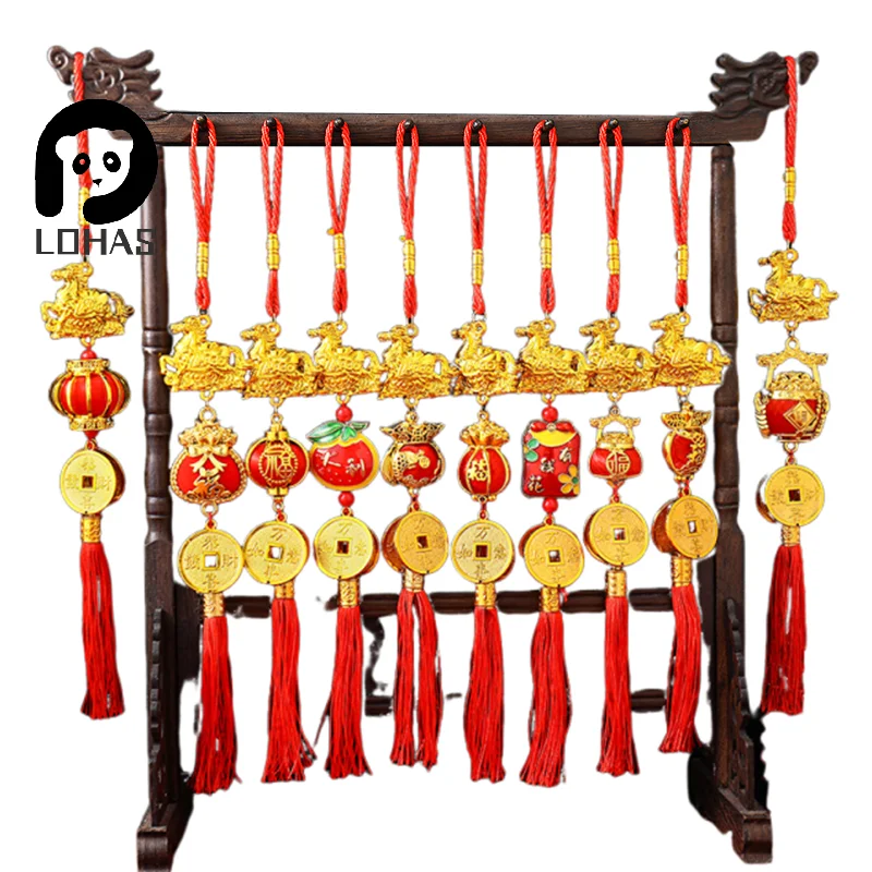 2026 سنة الحصان الجدار الشنق سيارة زخرفة السنة الصينية الجديدة قلادة ذهبية حمراء محظوظ الديكور هووسورمينغ الهدايا #6