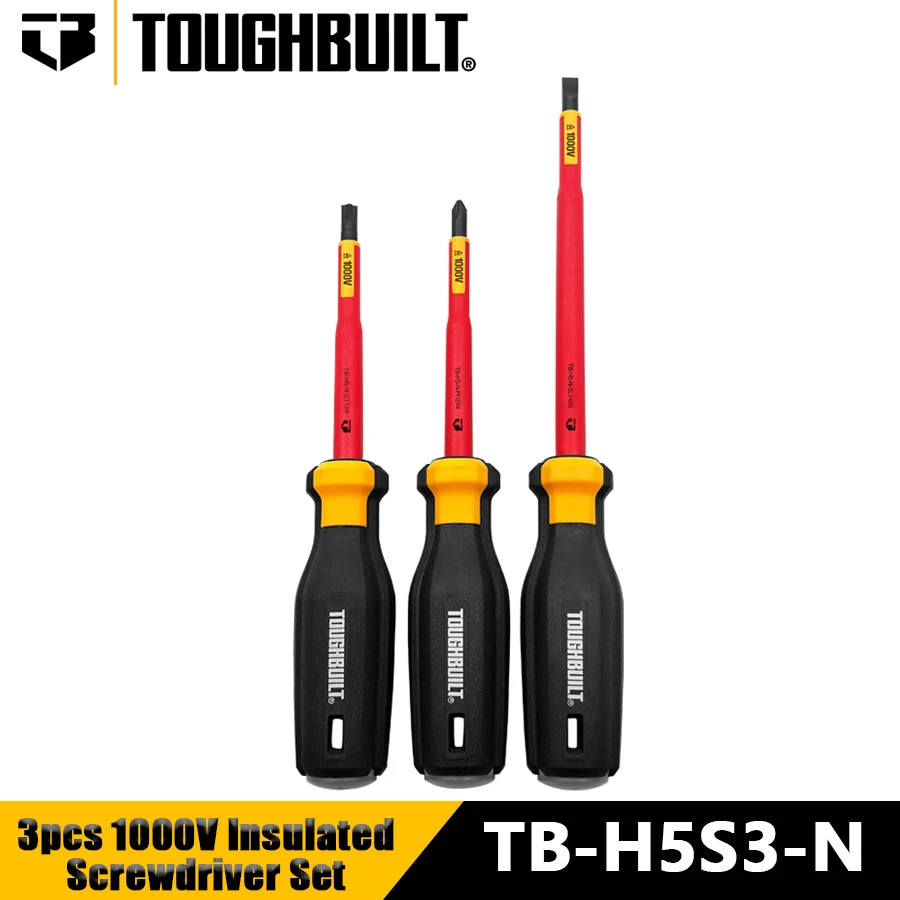 

TOUGHBUILT TB-H5S3-N 3pcs 1000V Insulated Screwdriver Set S2 Alloy Steel Compression Resistant Screw Driver Set Hand Tools