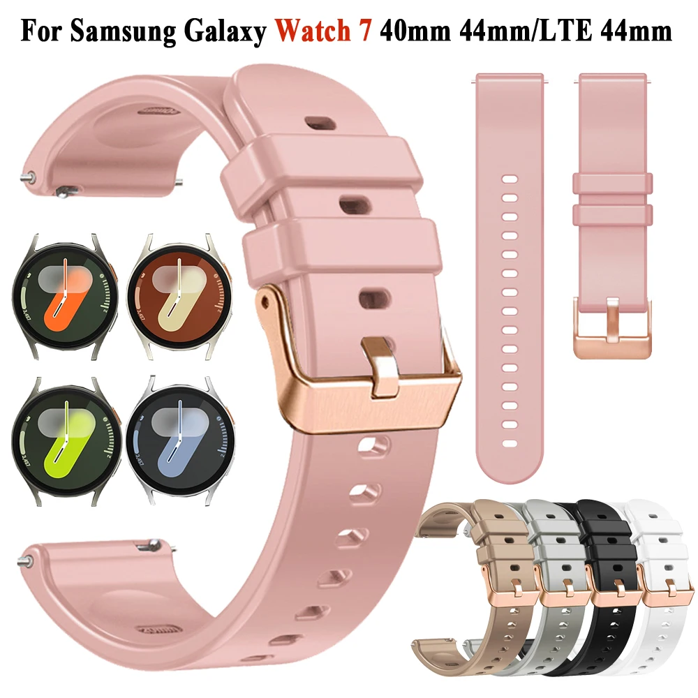 Pulseira de Silicone Esportiva para Samsung Galaxy Watch, 20mm, 7, 6, 5 Pro, 4, 44mm, FE, 40mm, Banda para Relógio 6, Clássico, 47mm, 43mm, Acessórios, Novo