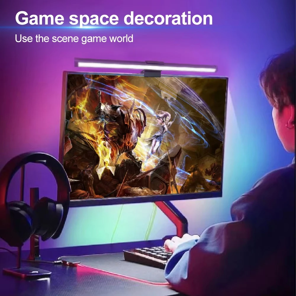 

Световая панель монитора компьютера RGB Подвесные светильники с изогнутым затемнением экрана USB светодиодная лампа для чтения игровой настольной лампы Барная комната Домашний декор