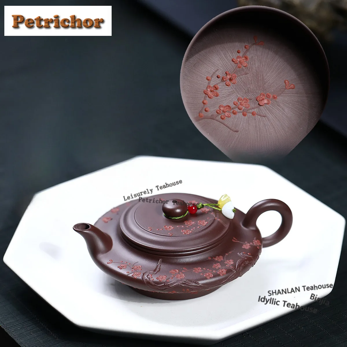 

150ml Aesthetic Yixing Purple Clay Teapots Handmade Flat Pot Raw Ore Purple Zhu Mud Kettle Zisha Tea Set Drinkware Accessories