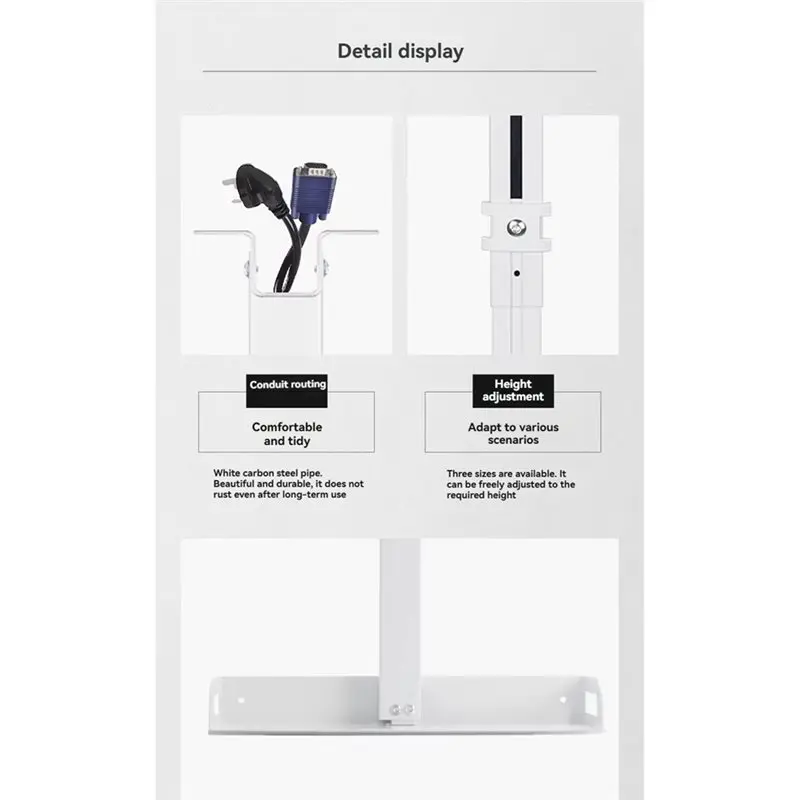 【RECOMENDAR】Ceiling Mount With Tray Universal Design For Camera/For Projector- Height Adjustable In-Tube Cable Management Wall M