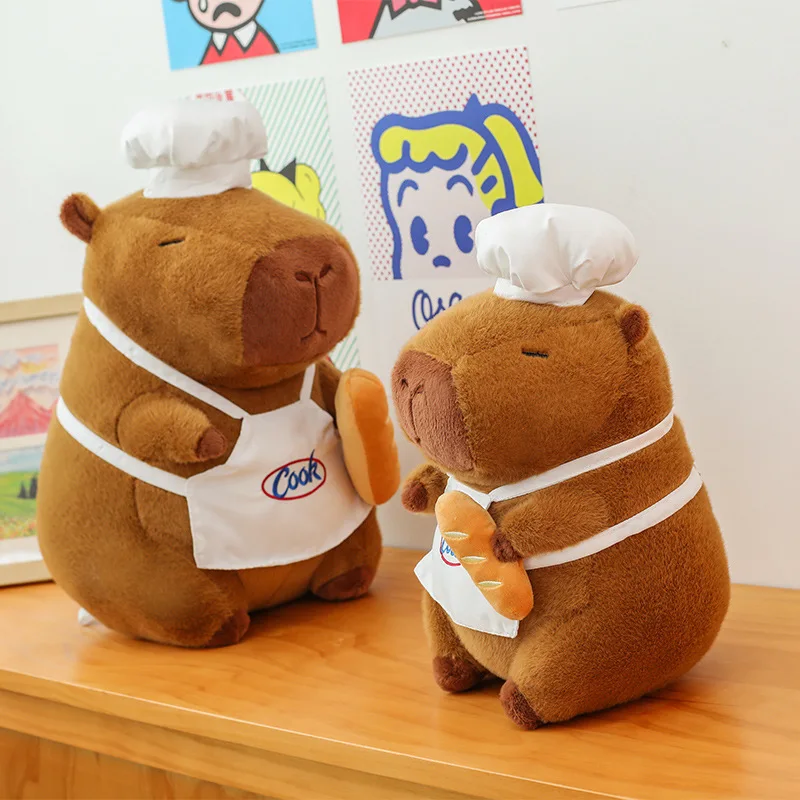 Juguete de peluche Kawaii, muñeco de peluche, bonito Chef, capibara, pan, juguete suave para niños, regalo de cumpleaños para niñas y niños, premio de gran tamaño
