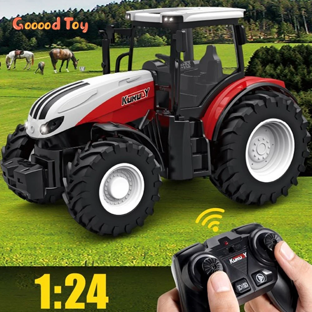 1/24 Mini RC tractor trailer 6CH 2.4G Radio Remote control tractor Scale Simulated Farmer Car Model Farm Toys for boy Children