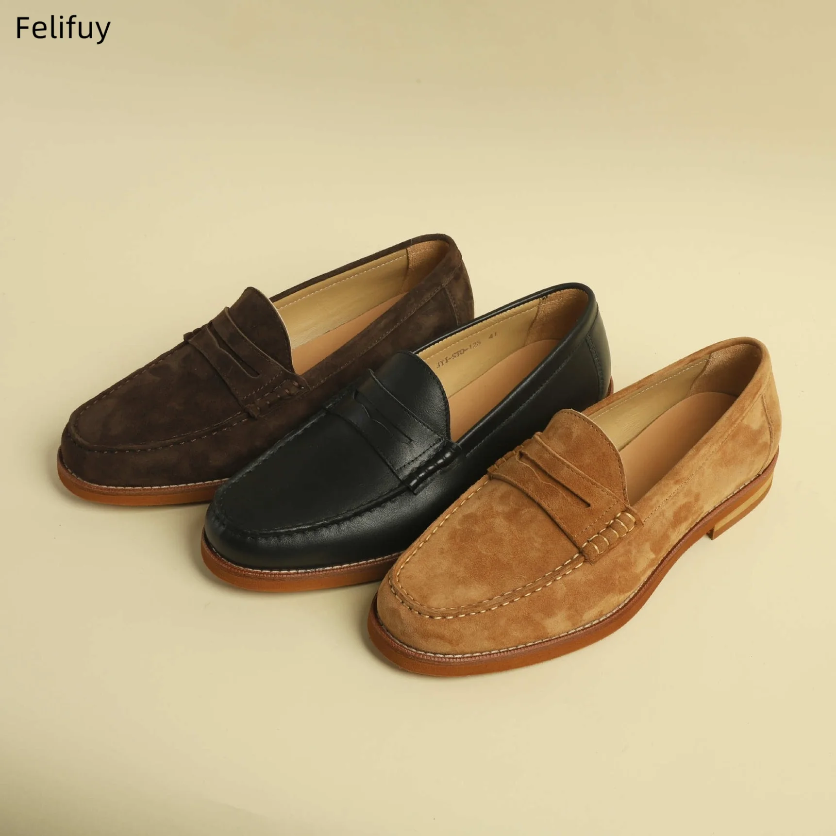 

Coffee Cow Suede Men's Flat Shoes Slip On Loafers Preppy Soft Breathable Flats Non Slip Daily Fashion Casual Outdoor Sneakers