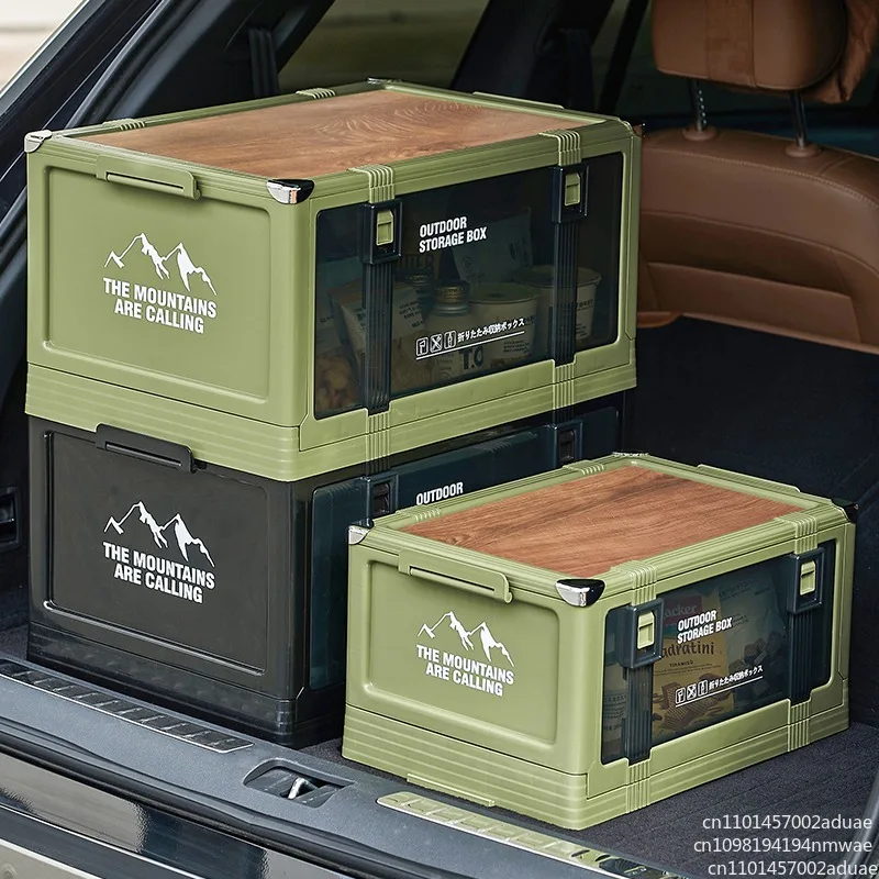 

Ящик для хранения багажника Автомобильная отделка автомобиля Автомобильный кемпинг Открытый складной деревянный чехол Ящик для хранения