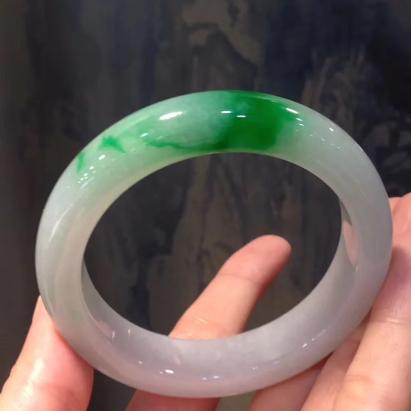 Base blanca como el hielo con detalles para mujer, jadeíta verde brillante birmana, nueva pulsera de jade.