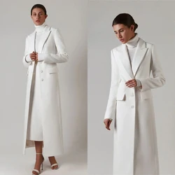Elegant Slim Fit Women Dress Simple White Pocket Gown Custom Made Ankle Length Fashion Daily Dresses