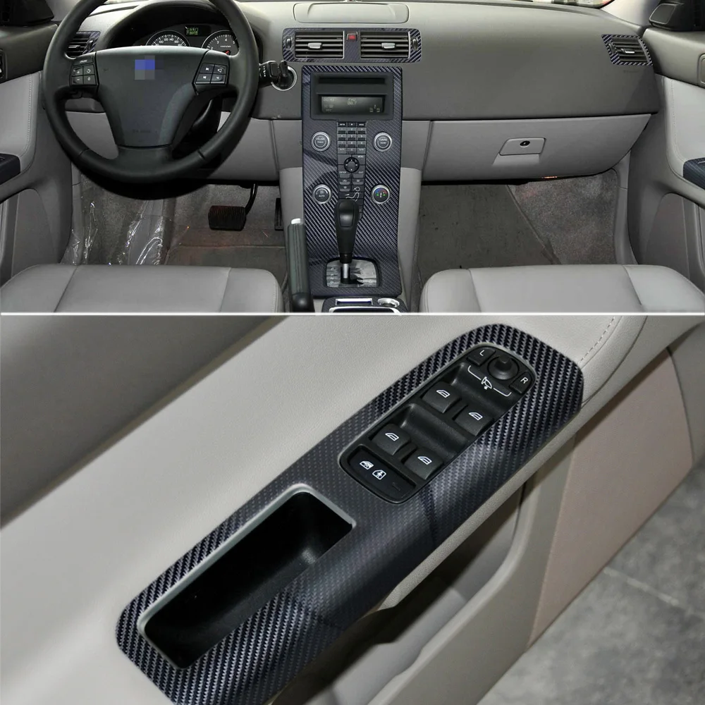 

For Volvo S40 V50 C30 Car-Styling 3D/5D Carbon Fiber Car Interior Center Console Color Molding Sticker Decals Parts