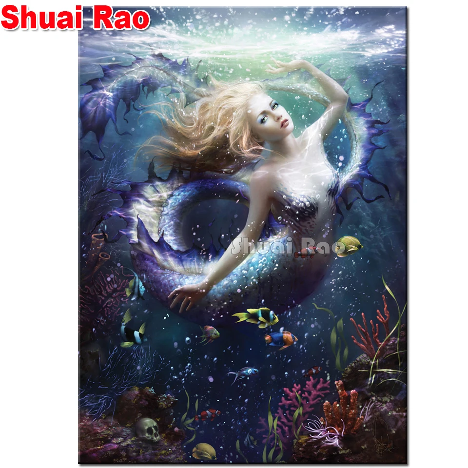 

Фэнтези Русалка Diy наборы алмазной живописи полная квадратная круглая дрель мозаика Алмазная вышивка крестиком домашний декор