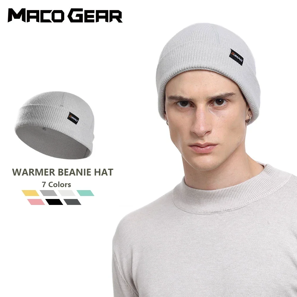 Chapéu do Beanie de malha térmica macia, Bonnet Monocromático, Boné Quente, Headwear para Tempo Frio, Corrida, Esqui, Caminhada, Outono, Inverno