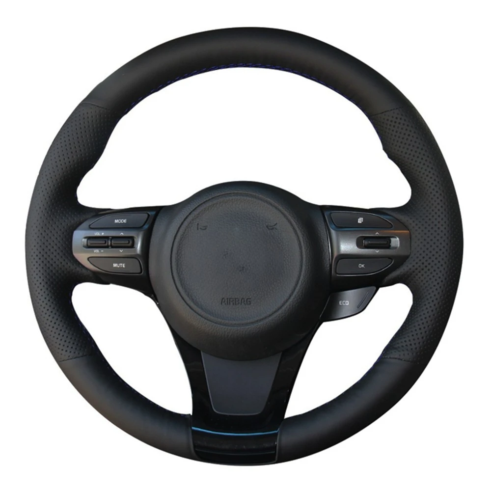 

Car Steering Wheel Cover Hand-stitched Soft Black Artificial Leather For Kia K5 Optima 2014 2015