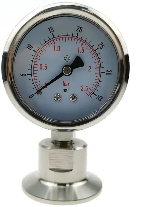 

1.5" 2"Tri Clamp Stainless Steel SS304 Manometer With SS316L Diaphragm Pressure Gauge/Tri Clamp 64mm