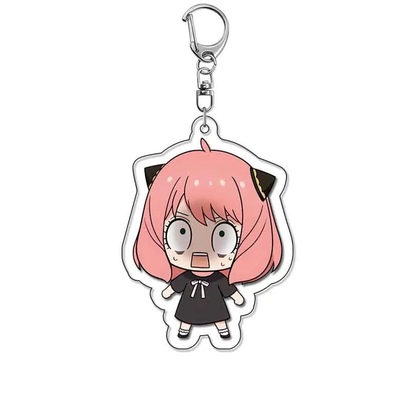 Cute Q Version Anya Forger Anime Characters Acrylic Keychain Ornaments Kawaii Cartoon Girly Heart Charm Jewelry Pendant Keyring