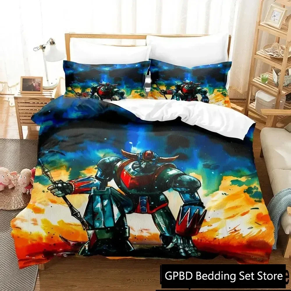 3D Print Mechanical Goldorak Bedding Set Duvet Cover Bed Set Quilt Cover Pillowcase Comforter king Queen Size Boys Adult