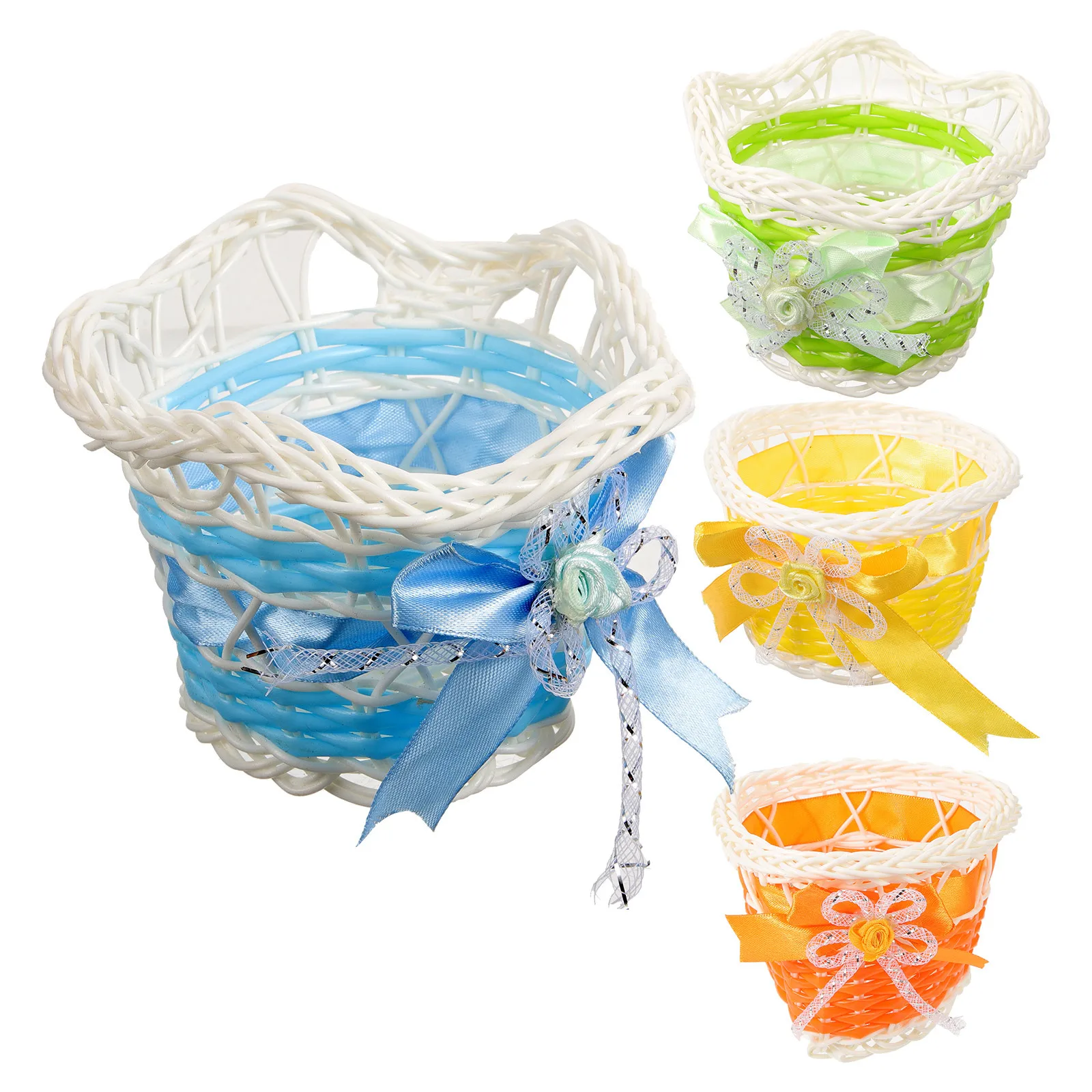 

4Pcs Mini Rattan Flower Basket Hand-Woven Storage Decor for Plants Sundries Organizing Multi-Purpose Household Basket