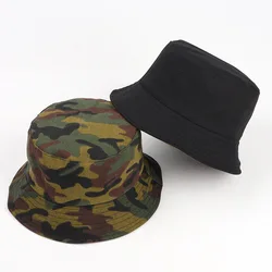 Outdoor Unisex Reversible Camo Digital Style Cotton Bucket Hats for Men Women Shade Soft Hip Hop Panama Fisherman Caps F205