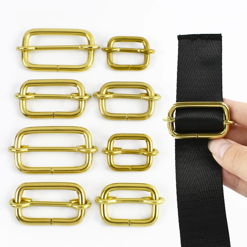 

1-5PCS Solid Brass Bag Strap Buckles Webbing Adjuster Metal Tri-Glide Slider Handbag Decor Loops Clasp DIY Hardware Accessories