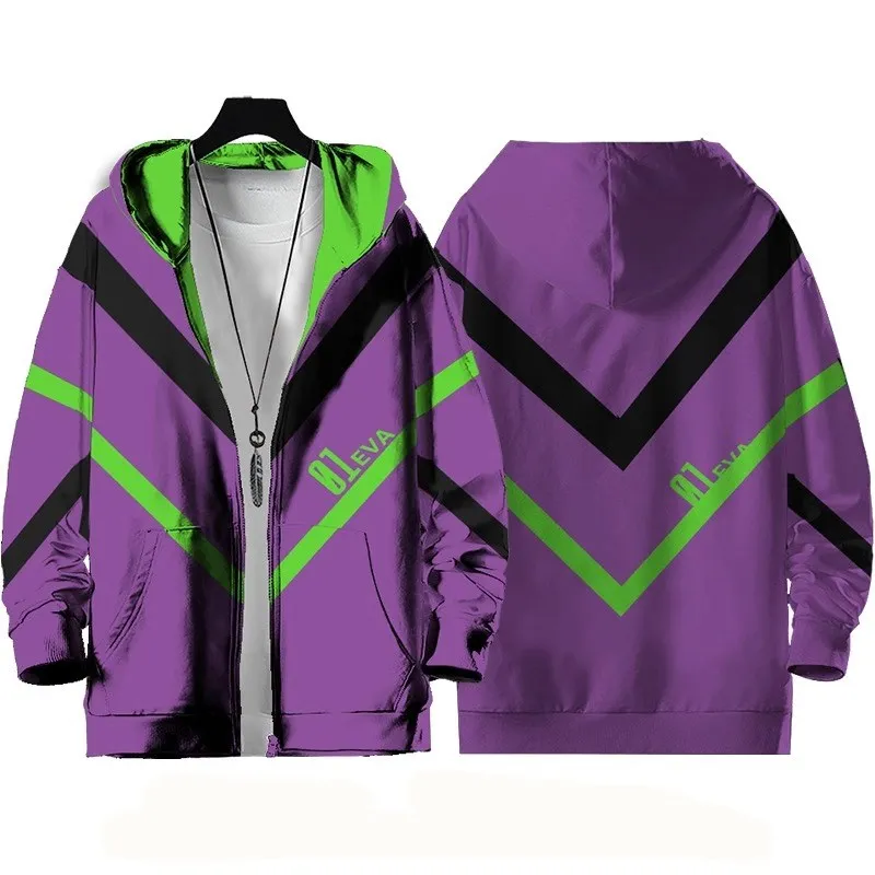 EVA 01 Shogoki Anime Zipper Hoodie Coat Men's Autumn Winter Casual