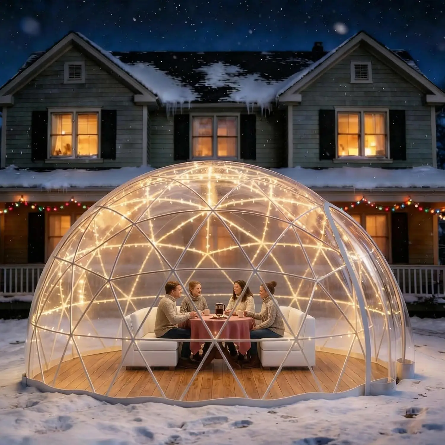 Garden Dome Tent, Outdoor Bubble Tent TPU Greenhouse for 2-8 Person, 360° View Igloo Dome, Geodesic Dome with 2, Customized