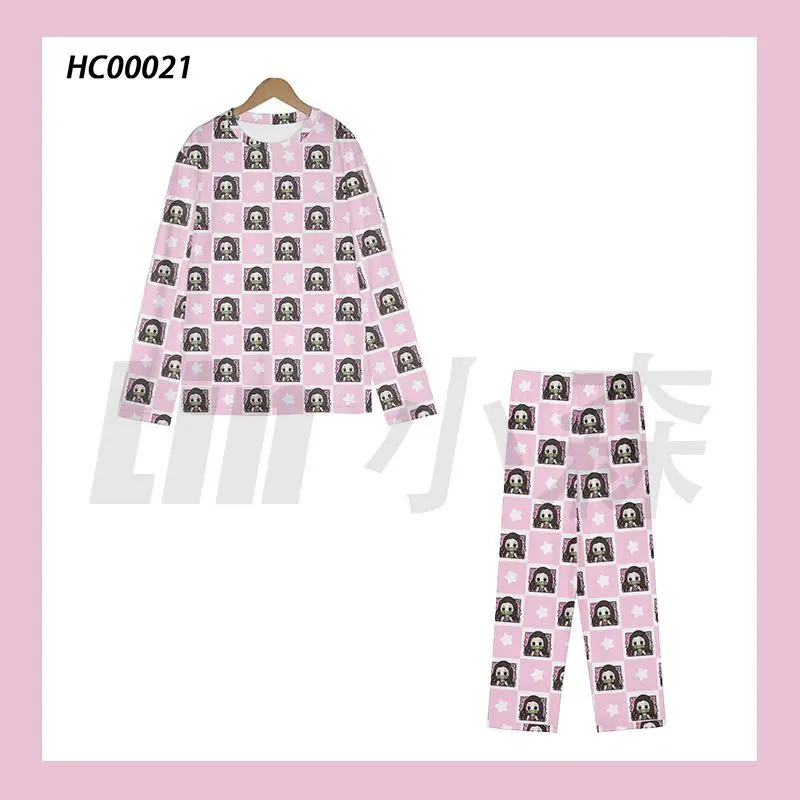 مجموعة بيجامة أنيمي شيطان القاتل Nezuko Kamado - ملابس نوم بنمط الخيزران الوردي، ملابس منزلية تنكرية للهدايا العطلات #2