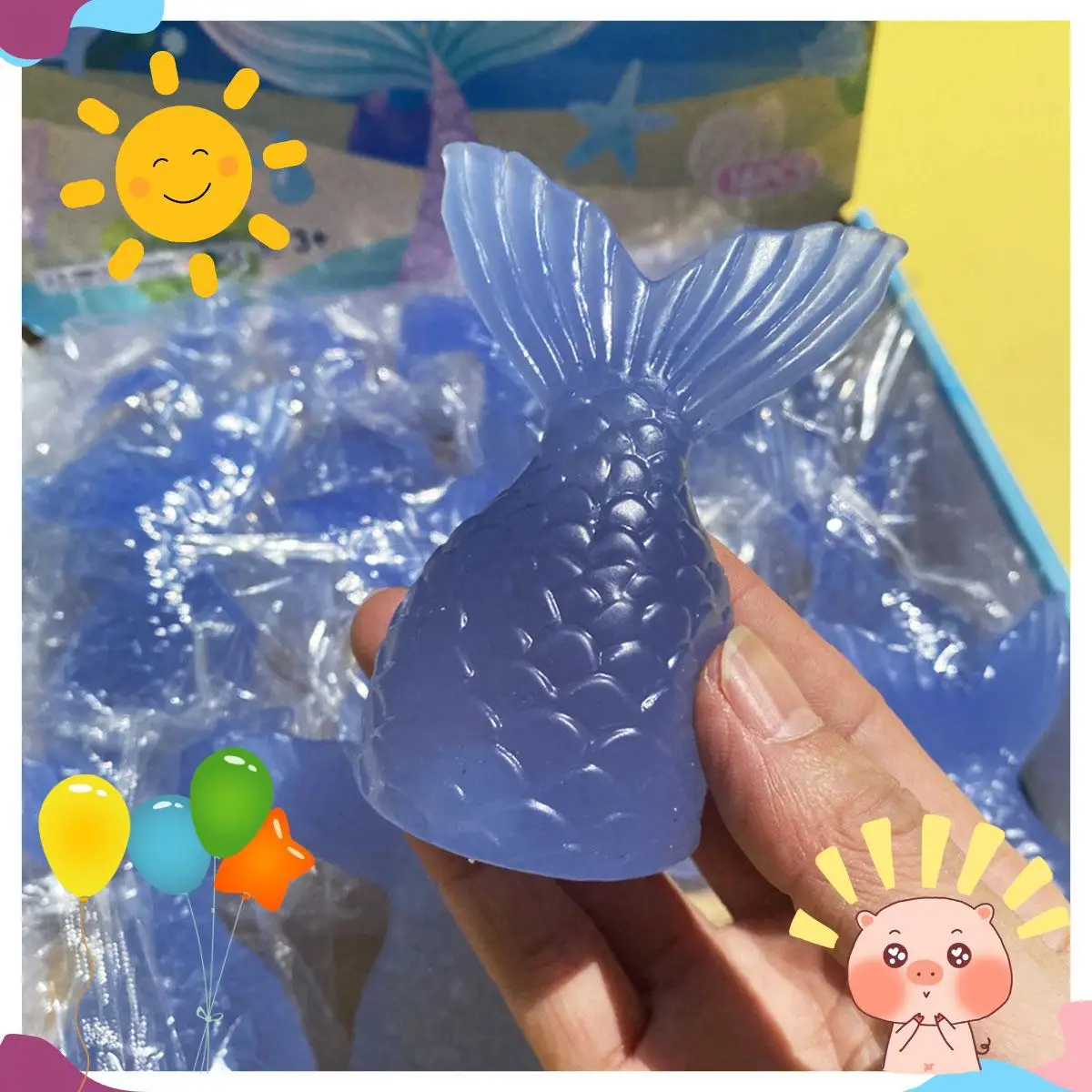 

1Pcs light-changing fish tail color-changing maltose fish tail pinch music decompression fish tail vent decompression toy
