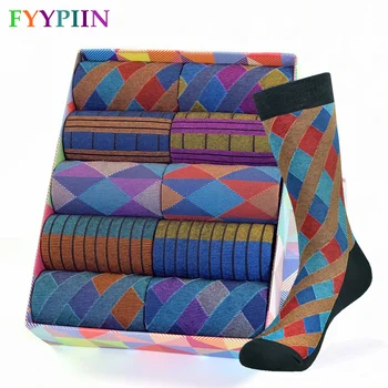 Calcetines de algodón con patrón colorido para hombre, calcetines casuales felices, calcetines de moda