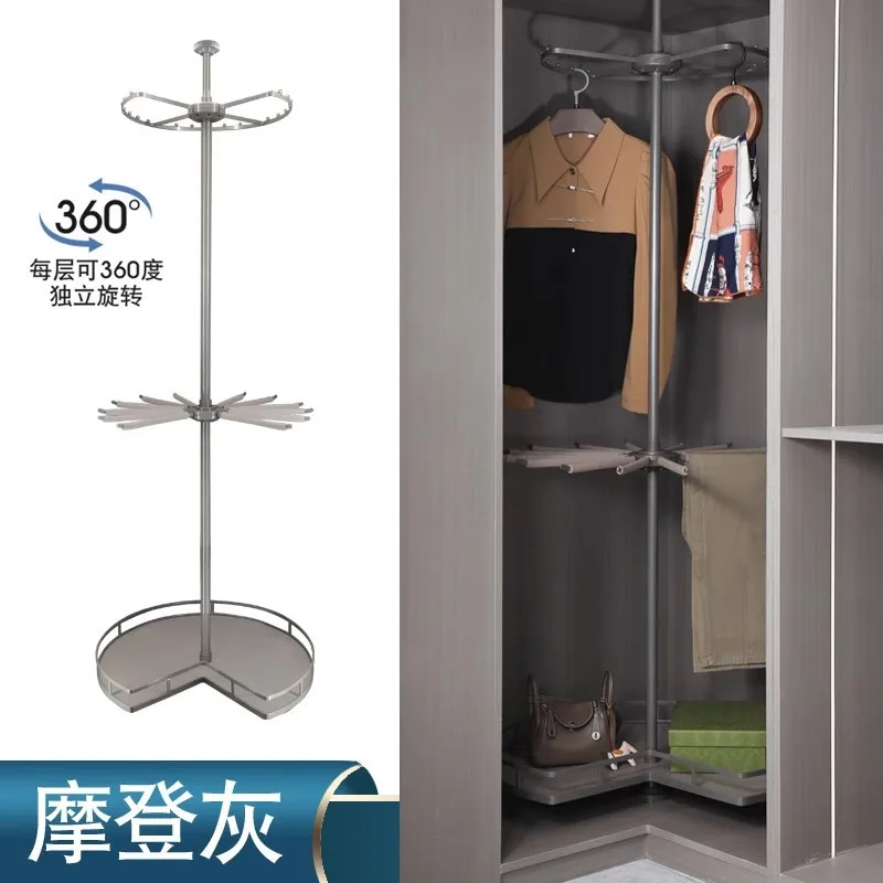 

360° Rotating Wardrobe Organizer 3‑Tier Multi‑Function Trouser Rack Pull‑Out Pants Drawer Retractable