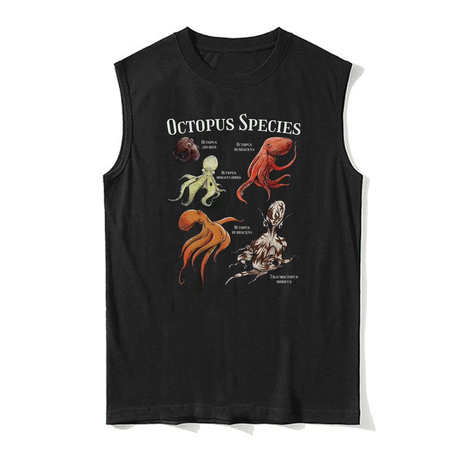 Marine Organism Octopus Species Scuba Diving Vest 100% Cotton O-Neck Tank Top Summer Casual Mens Sleeveless T-shirt