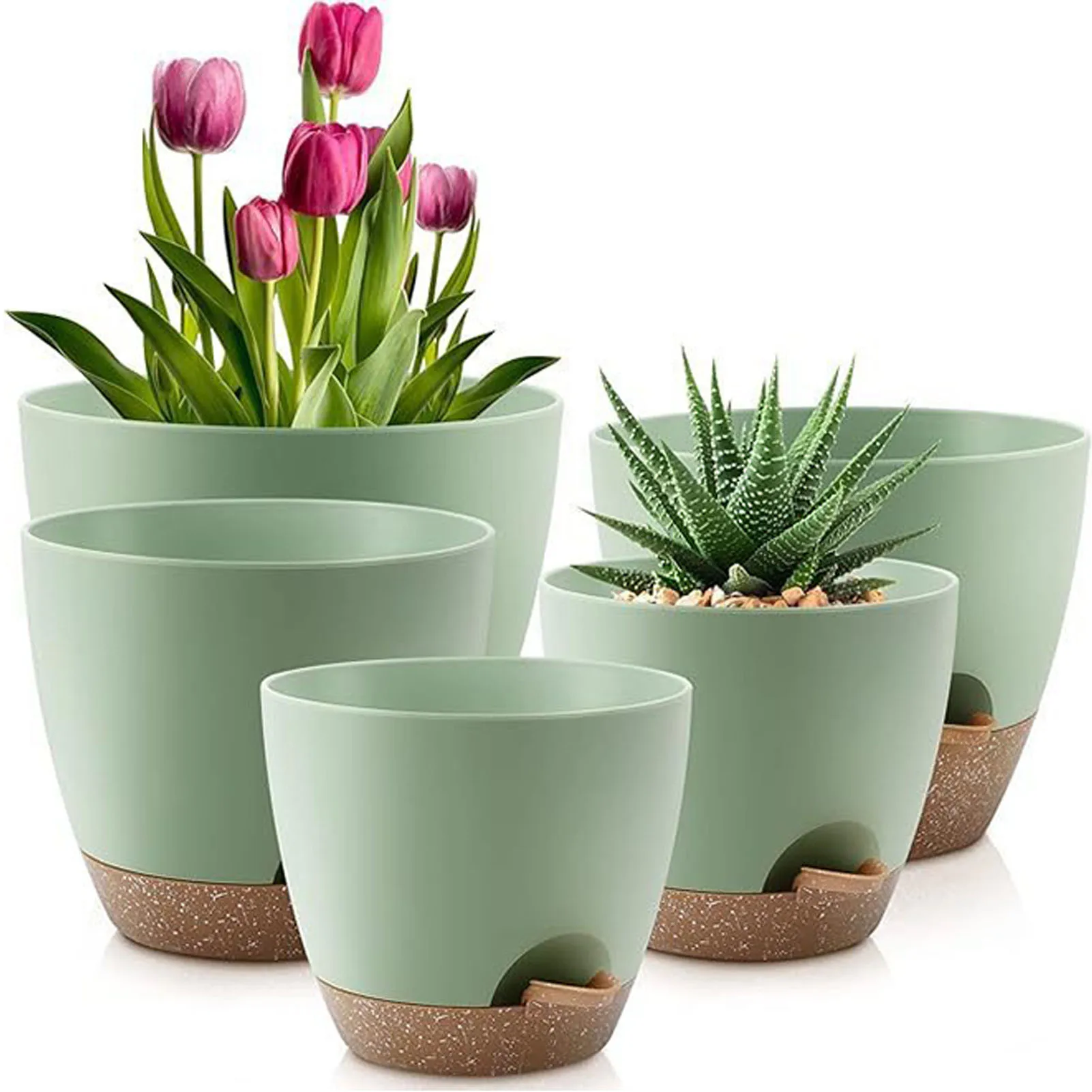 

5x Self Watering Pot Set Enjoy Healthy Plants With Minimal Effort Plastic Flower Pots For Outdoors