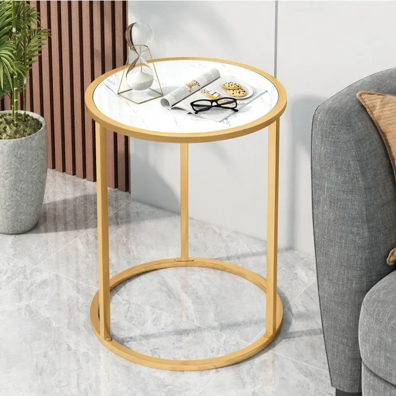 

Formwe Modern Nordic Circle End Tables Coffee Table with Metal Frame, Sturdy Round Sofa Side Table for Living Room Marble grain