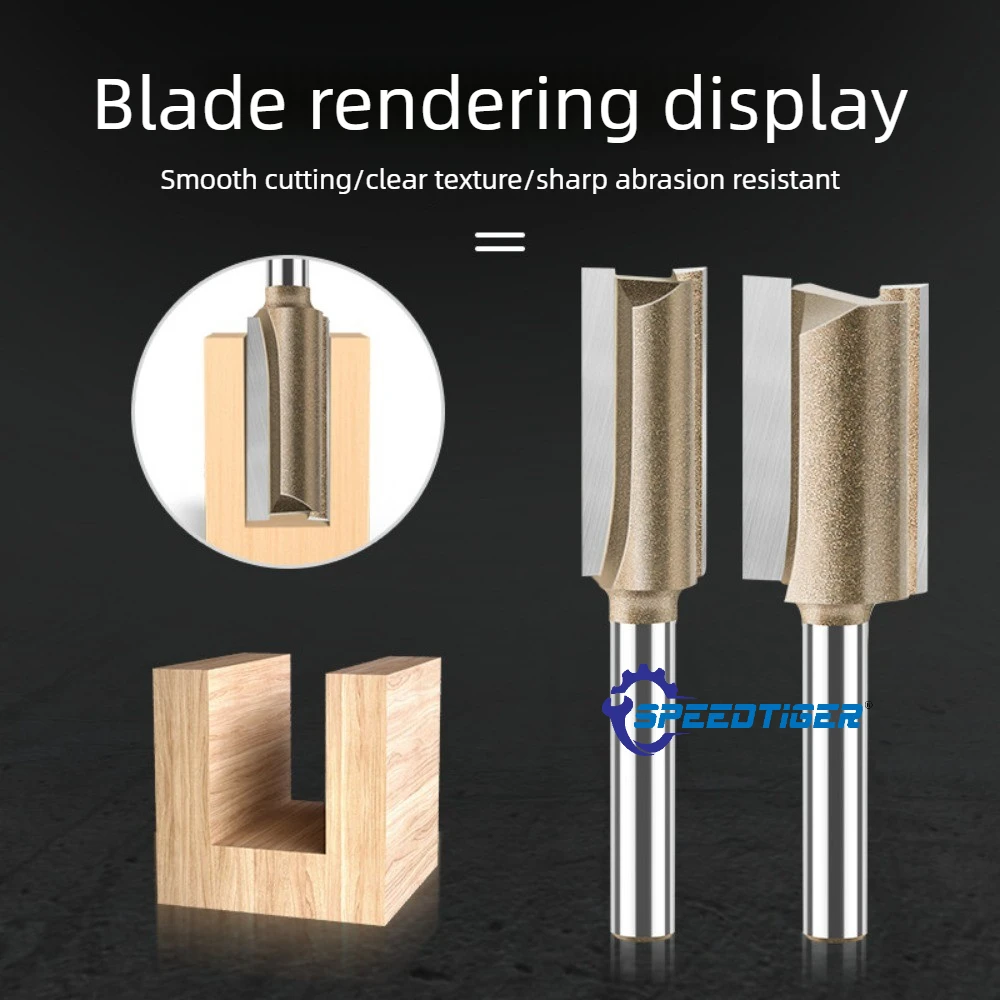 SPEEDTIGER 6mm Shank CNC Straight Bit Flush Trim Single Double Flute Router Bit Tungsten Carbide Milling Cutter Woodworking Tool